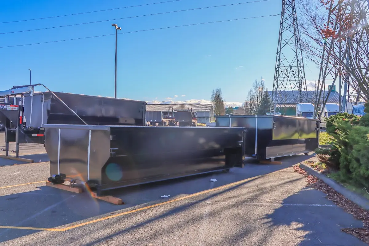 Roll-off dumpster ready for waste disposal at job site for Roll Off Dumpster Rental in North Arlington